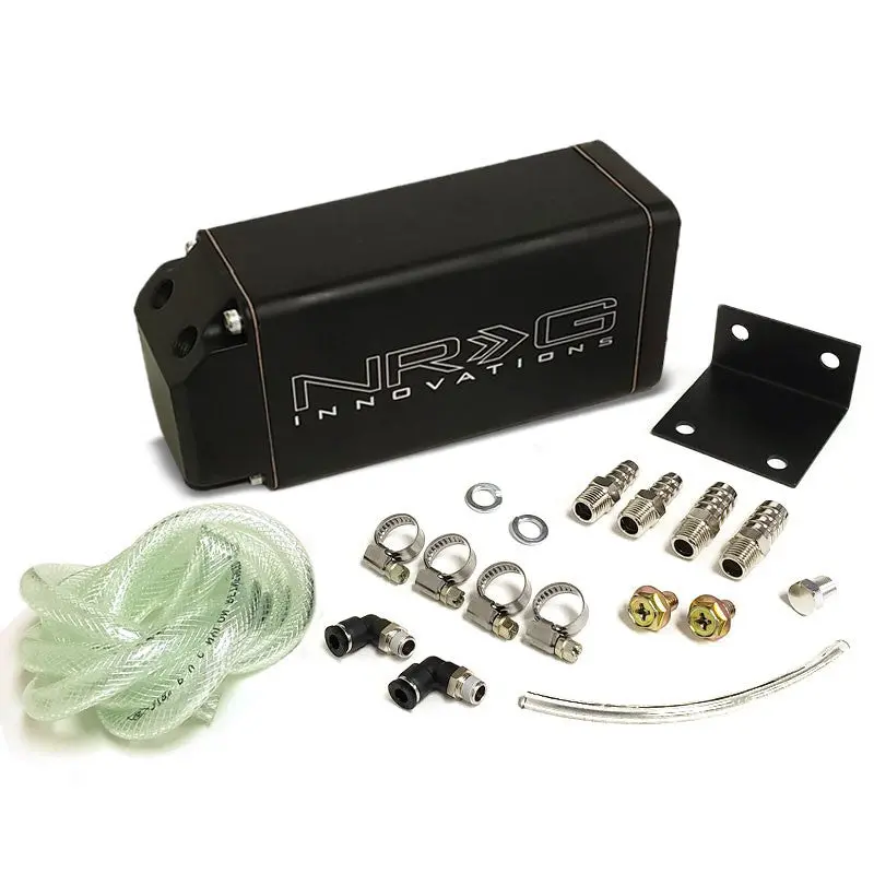 750Ml Nrg Black Aluminum Engine Valve Oil Catch Tank Reservoir Can+Hose+Mount 1
