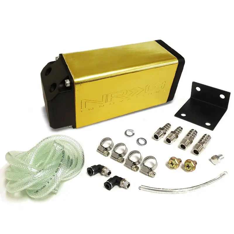 750Ml Nrg Gold Aluminum Engine Valve Oil Catch Tank Reservoir Can+Hose+Mount 1