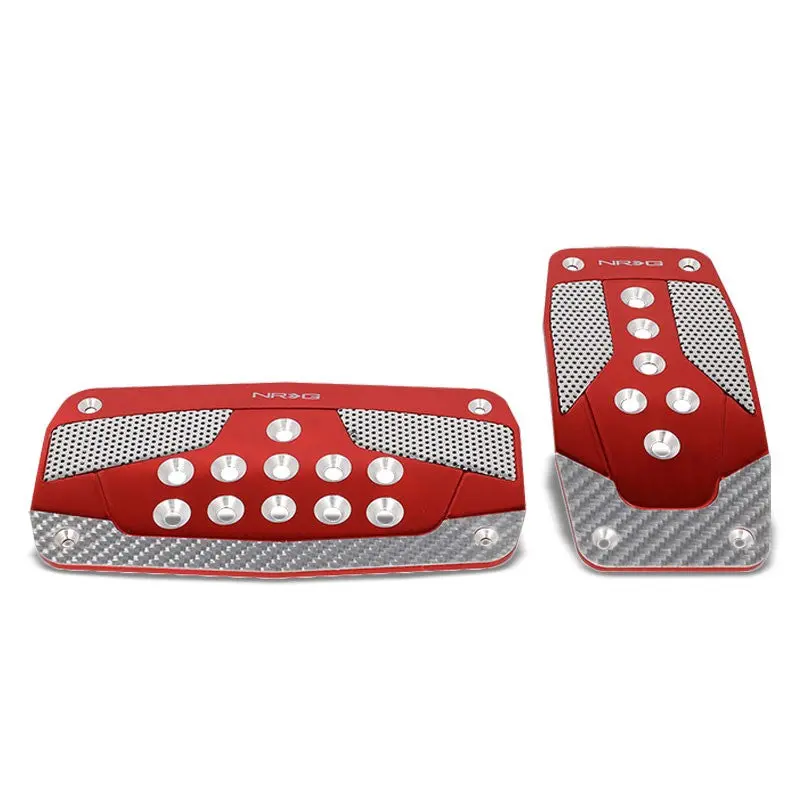 Nrg Nrg-Pdl-450Rd Brake/Gas Automatic At Red/Silver Foot Pedal Plates Cover Set 1