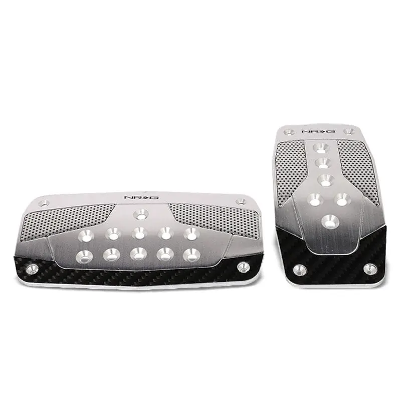 Nrg Nrg-Pdl-450Sl Brake/Gas Automatic At Silver/Black Carbon Pedal Plates Cover 1