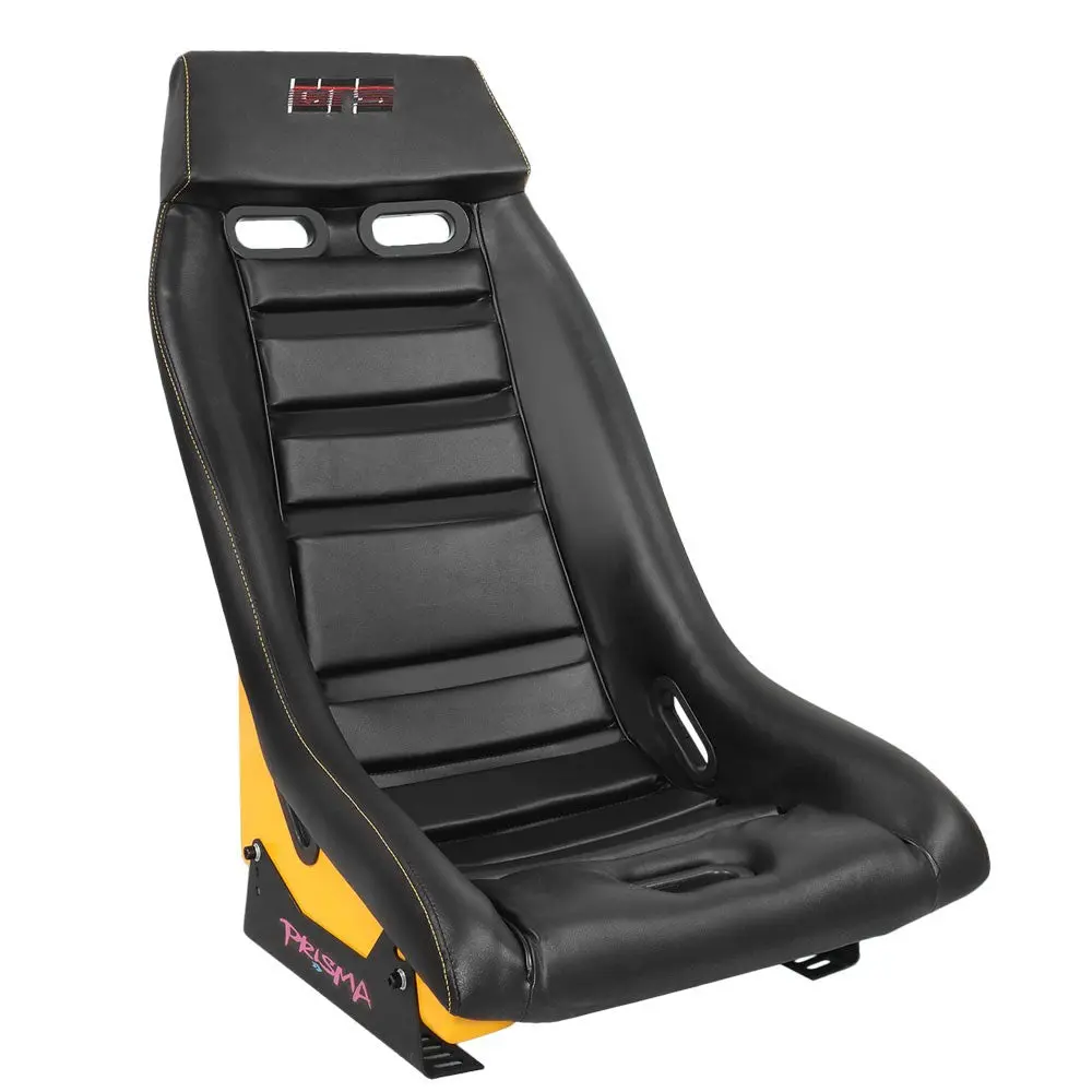 Nrg Pri-100Bk-Arcade (Gt Retro Series Prisma) Fixed Position Bucket Racing Seat W/Bottom Mount (Black/Yellow) 1