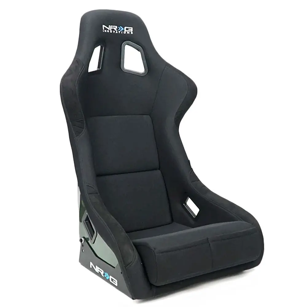 Nrg Rsc-302Cf-Gn Fixed Back Bucket (Large) Racing Seat + Side Mount Black Front/ Green Carbon Fiber Pattern Back 1