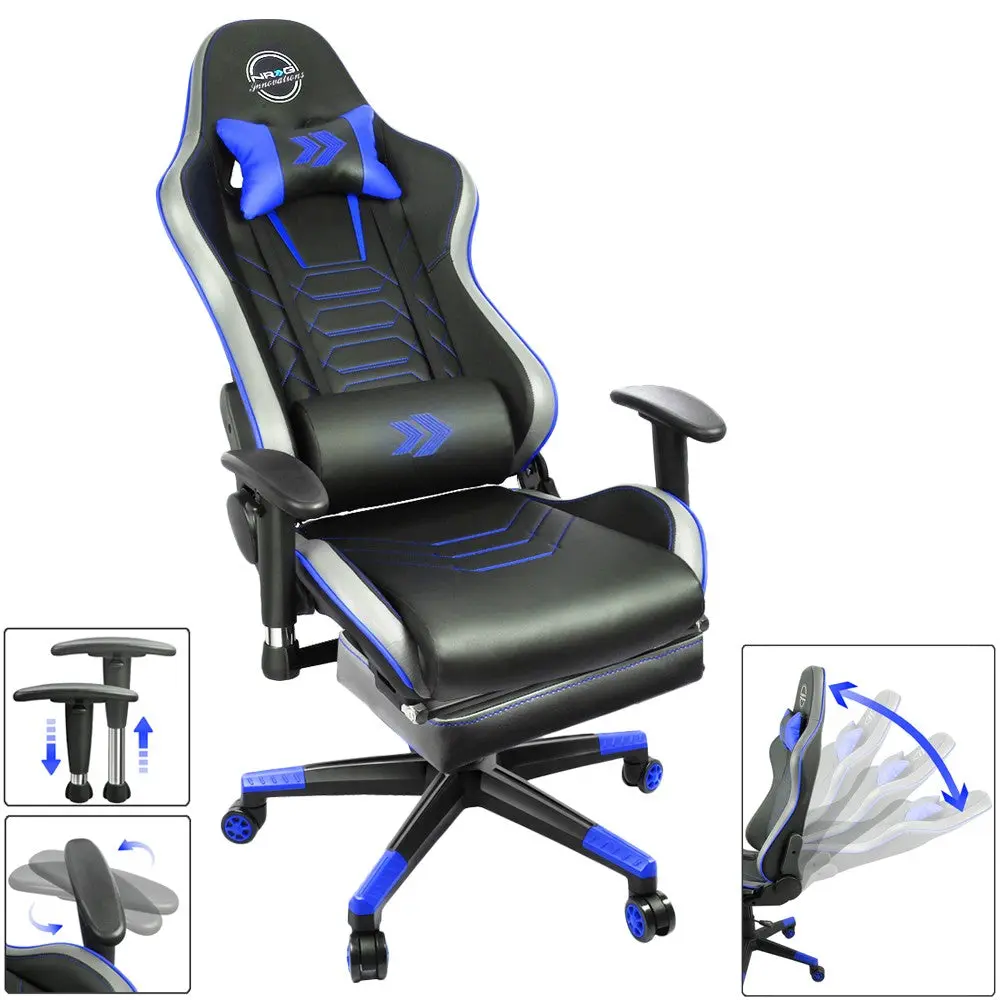 Nrg Rsc-G100bl Racing Seat Style Reclinable Back/Leg Resting Office Gaming Chair 1