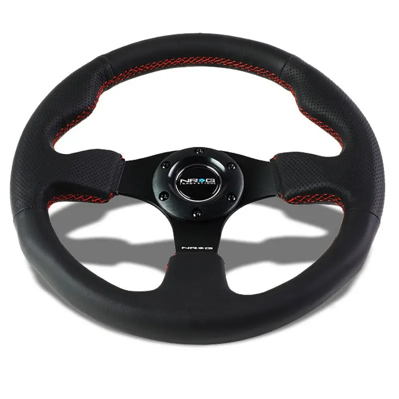 Black Thumb Grip/Red Stitch 320Mm Rst-012R-Rs Nrg Steering Wheel+Horn Button 1