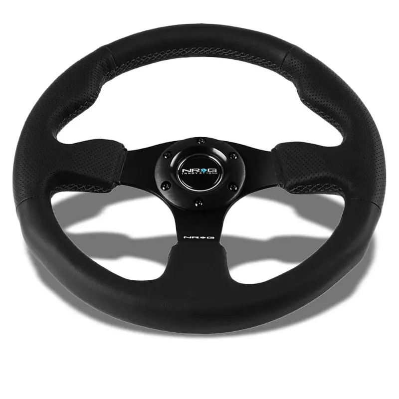 Black Thumb Grip Leather/Spoke 320Mm Rst-012R Nrg Steering Wheel+Horn Button 1