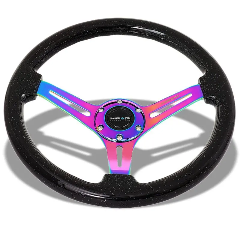 Nrg Rst-018Bsb-Mc Sparkle Wood/Neo Chrome3 Spoke Steering Wheel+Horn Button 1