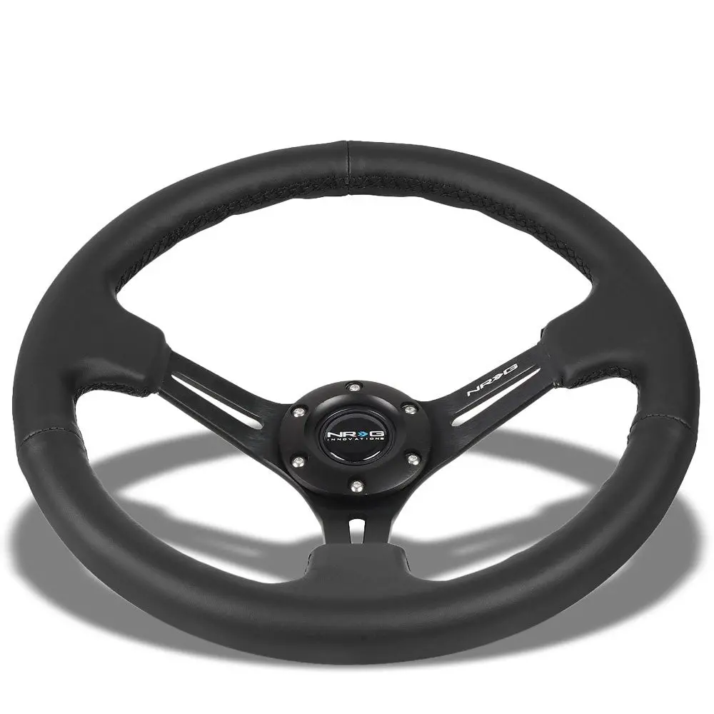 Nrg Rst-018R 3-Spoke Deep Dish 6-Bolt Pattern 350Mm Steering Wheel Leather Grip 1