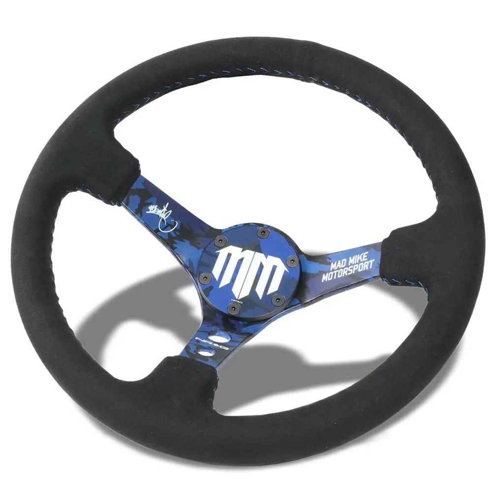 Nrg Rst-020Mb-C-Mm 350Mm 3" Deep Dish Madmike Blue Alcantara Steering Wheel 1