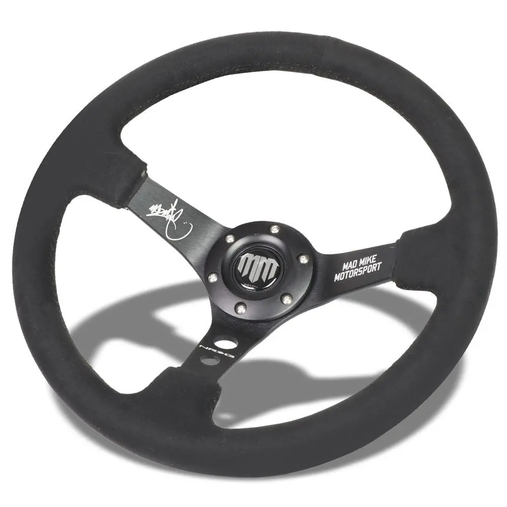 Nrg Rst-020Mb-Mm 350Mm 3" Deepdish Madmike 3Spoke Black Alcantara Steering Wheel 1