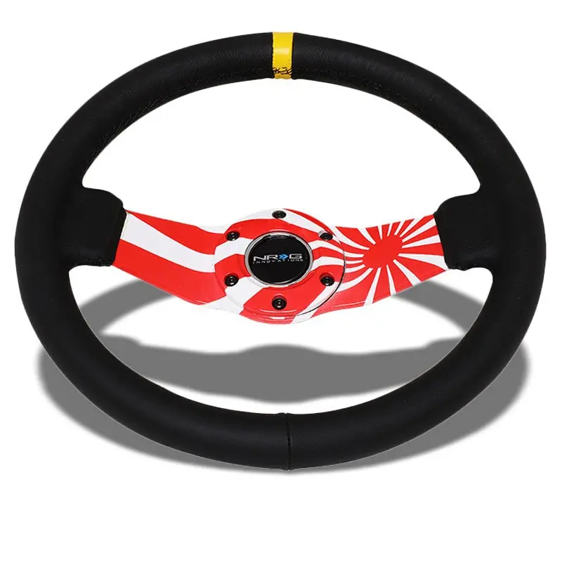 Red/White Rising Sun Spoke 310Mm Rst-021R-Flag-Y Nrg Steering Wheel+Horn Button 1