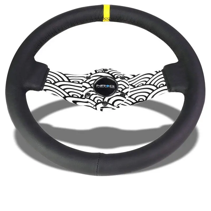 Black/White Cloud Waves 310Mm Rst-021R-Wave-Y Nrg Steering Wheel+Horn Button 1