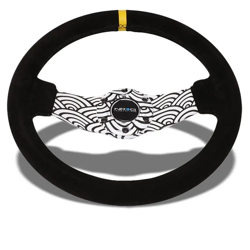Black/White Cloud Waves 310Mm Rst-021S-Wave-Y Nrg Steering Wheel+Horn Button 1