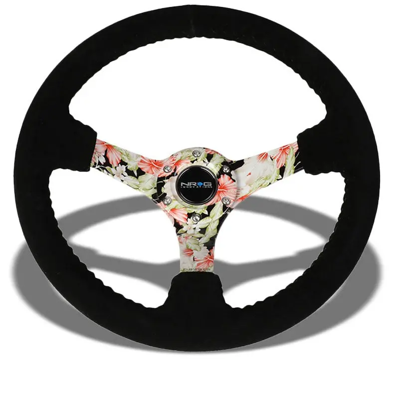 Suede/Quadcolor Floral Spoke 350Mm 3" Deep Rst-036Fl-S Nrg Steering Wheel+Horn 1
