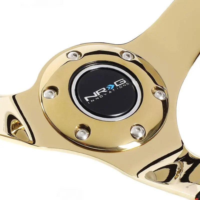 Black Suede/Gold Spoke Vintage 350Mm 3" Deep Rst-036Gd-S Nrg Steering Wheel+Horn 2