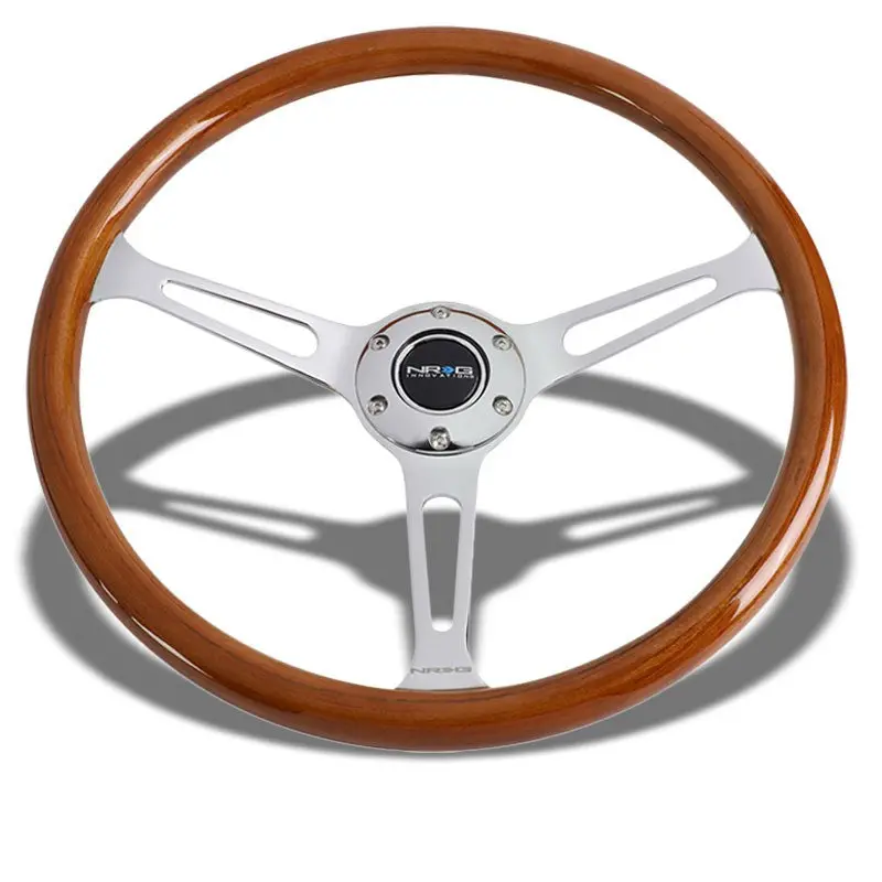 Brown Wood/Chrome Slit 360Mm Rst-360Sl Classic Nrg Steering Wheel+Horn Button 1