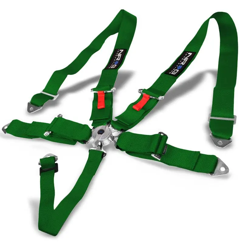 Nrg Sbh-R6pcgn 5-Point Cam Lock Buckle Green Racing Safety 3" Seat Belt Harness 1