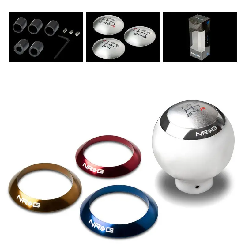 Nrg Innovations White Jdm Ball 5/6-Speed M8 M10 M12 Sk-016Wh Racing Shift Knob 1