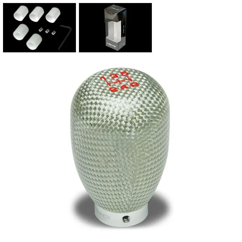 Nrg Silver Carbon Type-R 5-Speed Manual M8 M10 M12 Sk-100Sc Racing Shift Knob 1