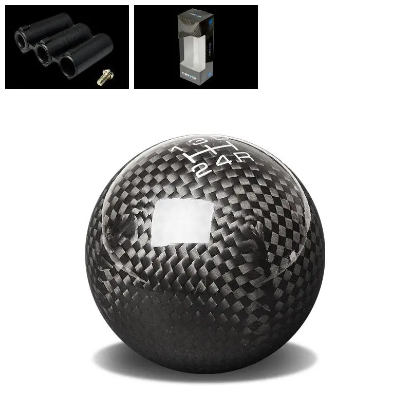 Nrg Sk-300Bc-2 Black Carbon Fiber 5-Speed Mt Ball Shift Knob M8 M10 M12 Insert 1