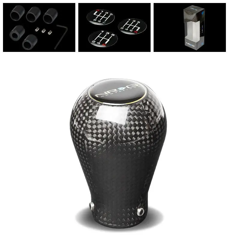Nrg Black Carbon Fiber Pear 5/6-Speed Manual M8 M10 M12 Sk-900Cf Shift Knob 1