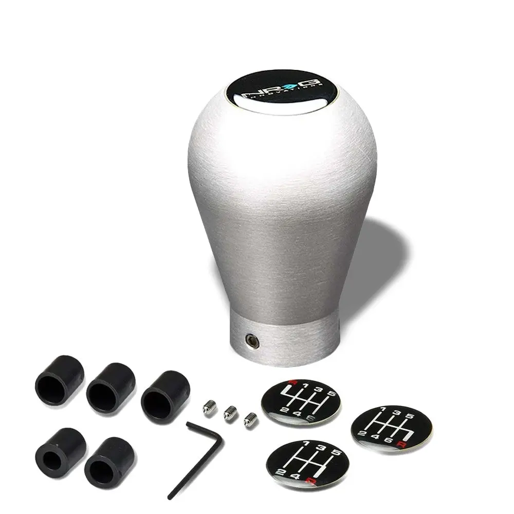 Nrg Universal Sk-900Sl Aluminum Silver/Black Anodized Pear Shift Knob 1