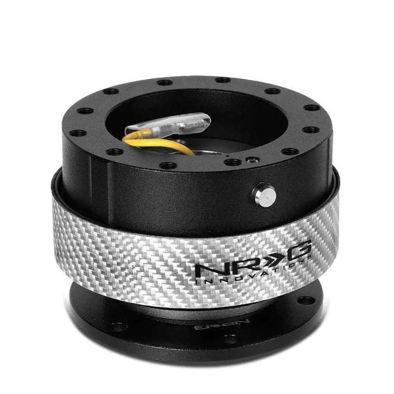 Nrg Black Body/Silver Carbon Fiber Ring Gen 2 Wheel Quick Release Adapter 6Hole 1