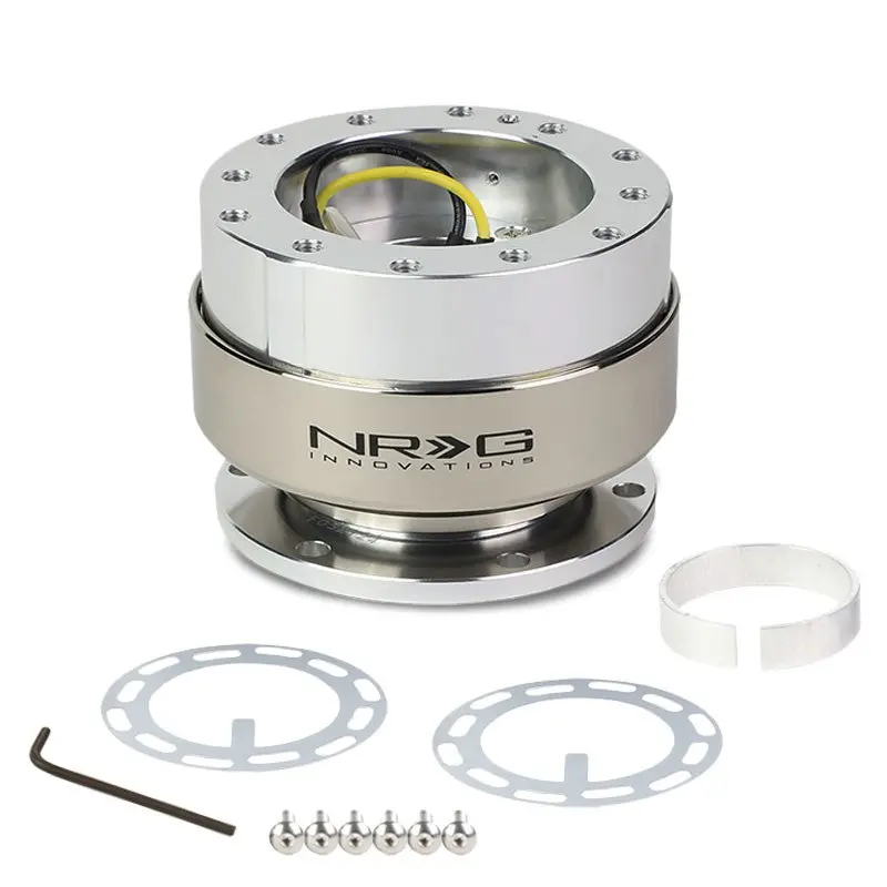 Nrg Silver Gen 2.0 Race Steering Wheel Quick Release Adapter 6-Hole Design 1