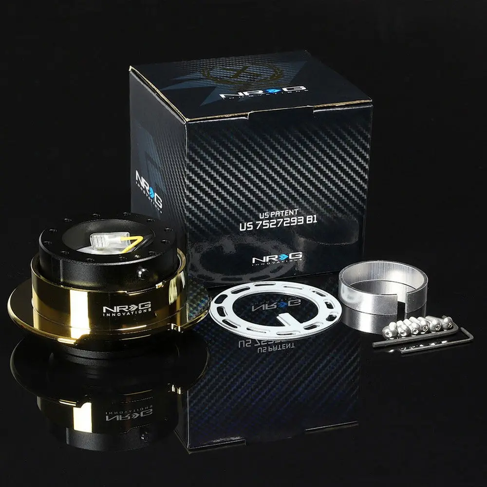 Nrg Srk-250Bk-Cg Black Body / Gold Ring Gen 2.5 6-Holes Pattern Steering Wheel Quick Release Adapter 1