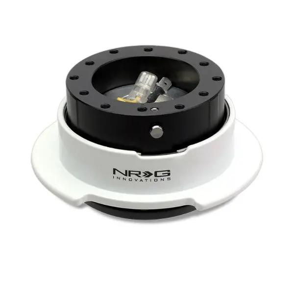 Nrg Black Body/White Chrome Ring Gen 2.5 Steering Wheel Quick Release Adapter 1