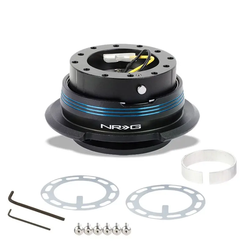 Nrg Blue Stripes Black Body Gen 2.9 6-Hole Steering Wheel Quick Release Adapter 1
