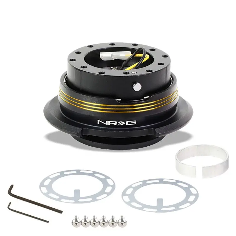 Nrg Gold Stripes Black Body Gen 2.9 6-Hole Steering Wheel Quick Release Adapter 1