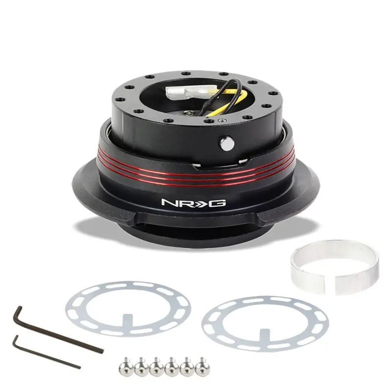 Nrg Red Stripes Black Body Gen 2.9 6-Hole Steering Wheel Quick Release Adapter 1