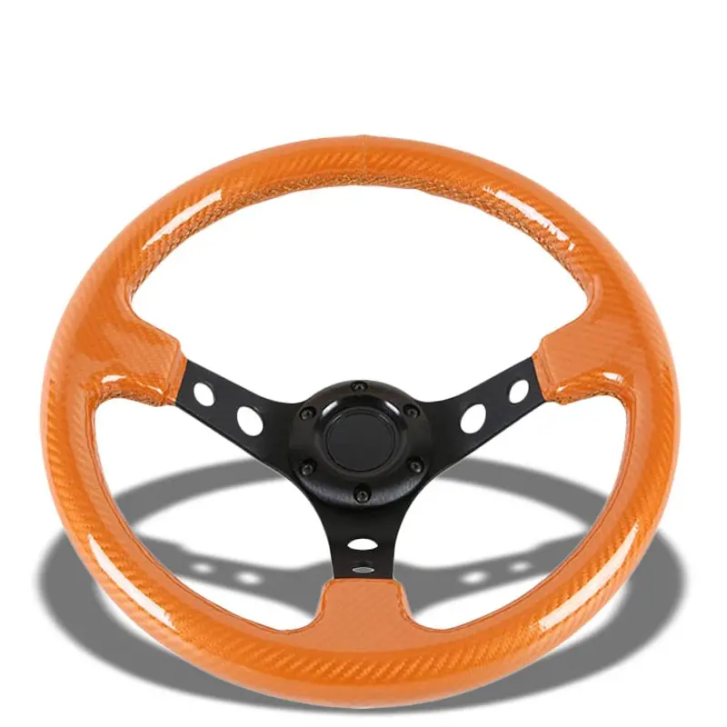 Nrg Orange Carbon Fiber/Black 3 Spokes Deep Dish 6-Bolt 350Mm Steering Wheel 1