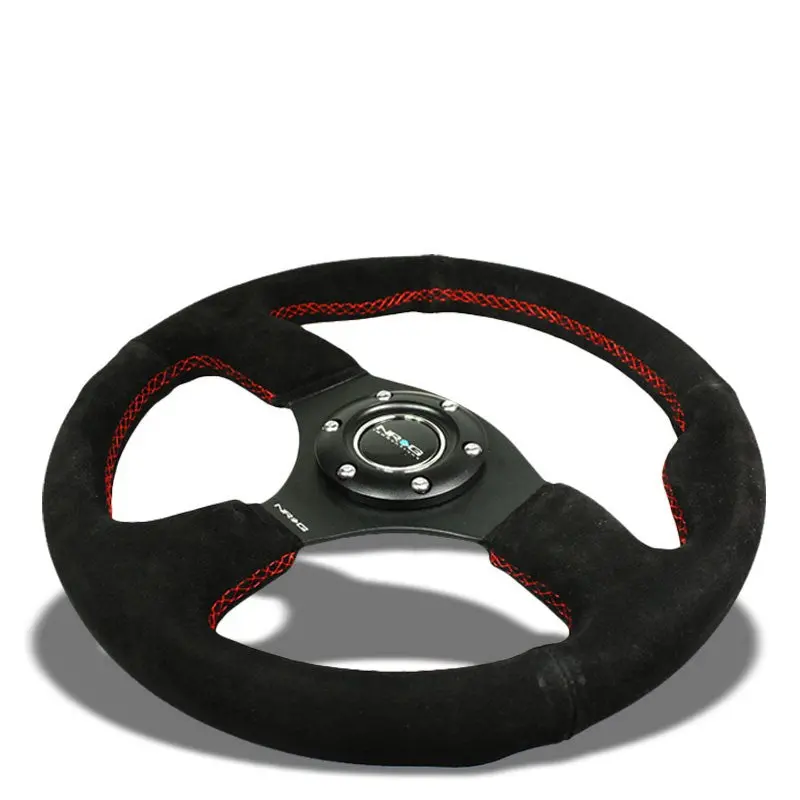 Nrg Black Suede/3 Spokes/Red Stitch 6-Bolt 320Mm Steering Wheel+Horn Button 1