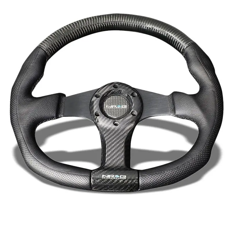 Carbon Fiber Centerflat Bottom 350Mm St-013Cfbk Nrg Steering Wheel+Horn Button 1