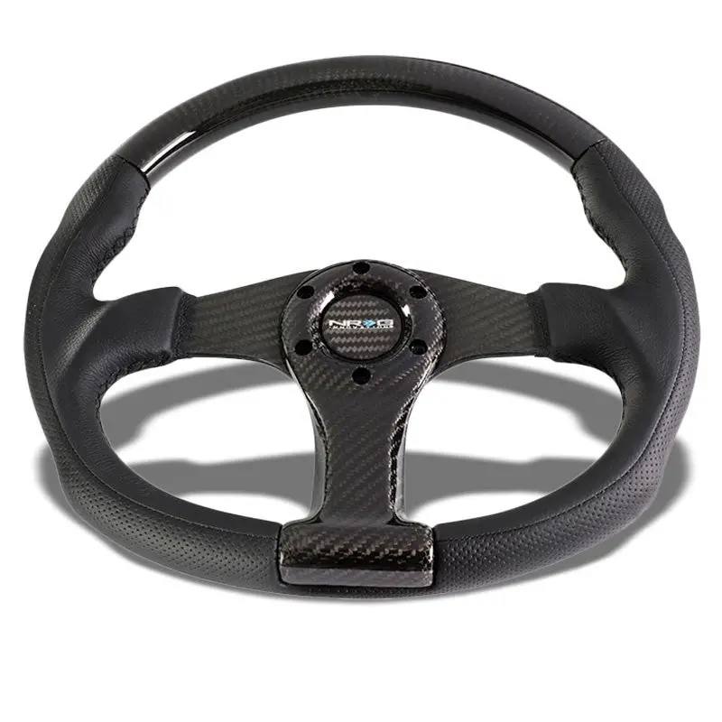 Black/Carbon Fiber Center Spoke 350Mm St-013Cfcf Nrg Steering Wheel+Horn Button 1