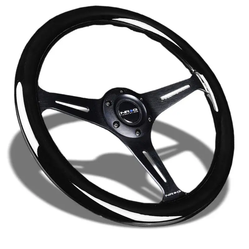 Black Wood Grain/Black Slit Holes 350Mm 2" Deep St-015Bk-Bk Nrg Steering Wheel 1