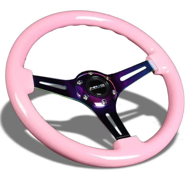 Pink Wood Grain/Neo Chrome Slit 350Mm 2" Deep St-015Mc-Pk Nrg Steering Wheel 1