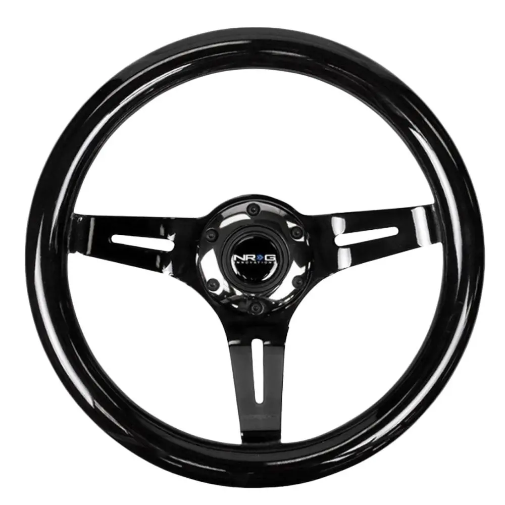 Nrg Black Wood Grain/Black 3 Spokes Deep Dish 6-Bolt 310Mm Steering Wheel 1