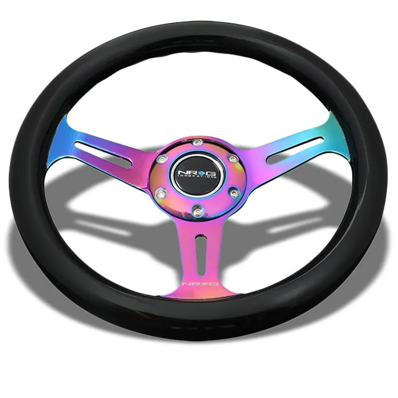 Black Wood/Neo Chrome Slit Hole 310Mm St-310Bk-Mc Nrg Steering Wheel+Horn Button 1