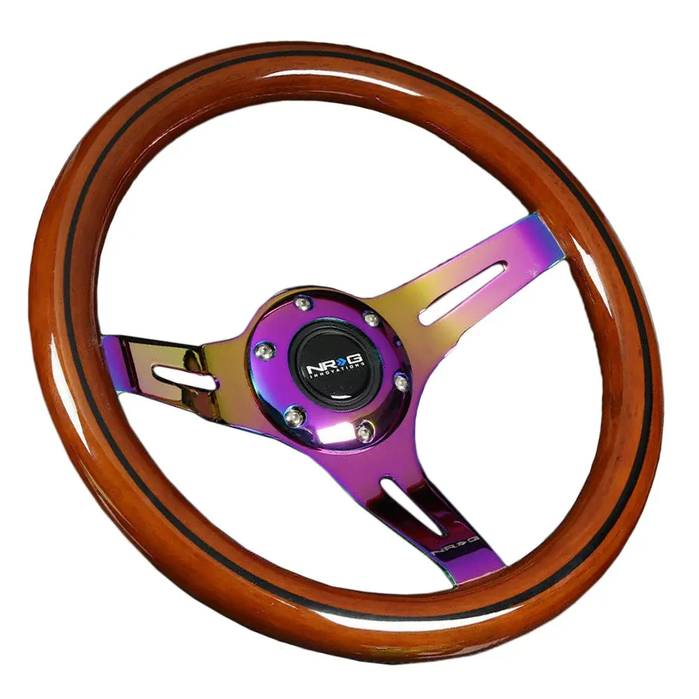 Nrg Brown Wood Grain/Iridiunn 3 Spokes Deep Dish 6-Bolt 310Mm Steering Wheel 1