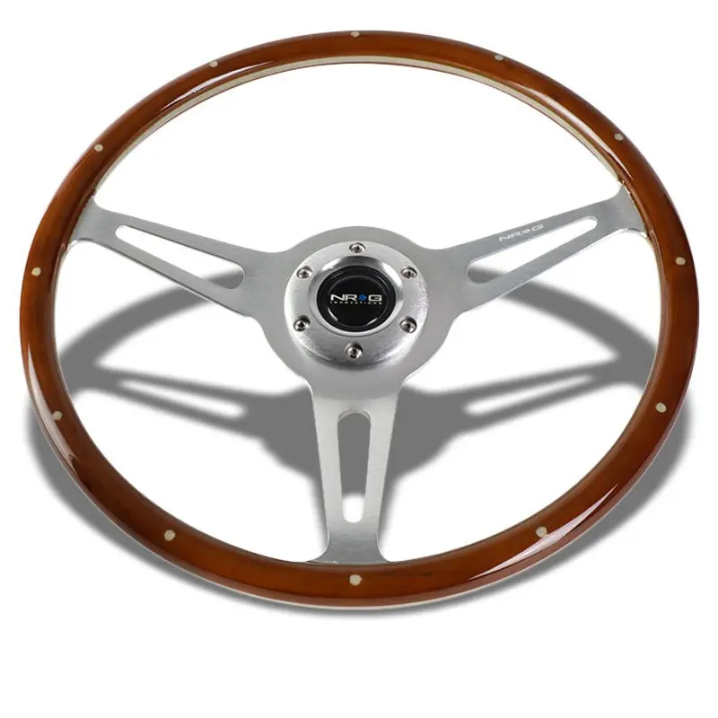 Brown Wood Grain/Silver Slit Holes 365Mm St-380Sl Nrg Steering Wheel+Horn Button 1