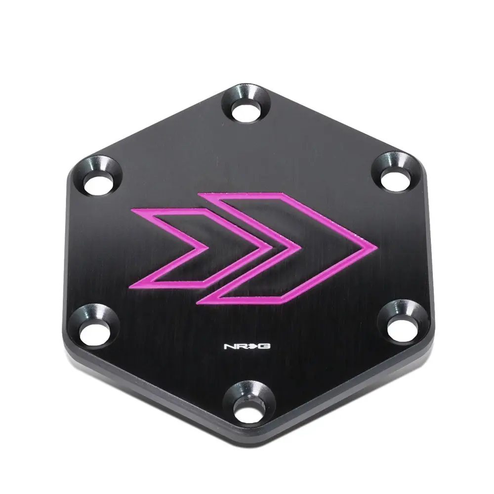 Nrg Str-620Pp Purple Aluminum 6 X 70Mm Pcd (Hexagonal Shape/Nrg Arrow Engraved) Steering Wheel Horn Plate Cover 1