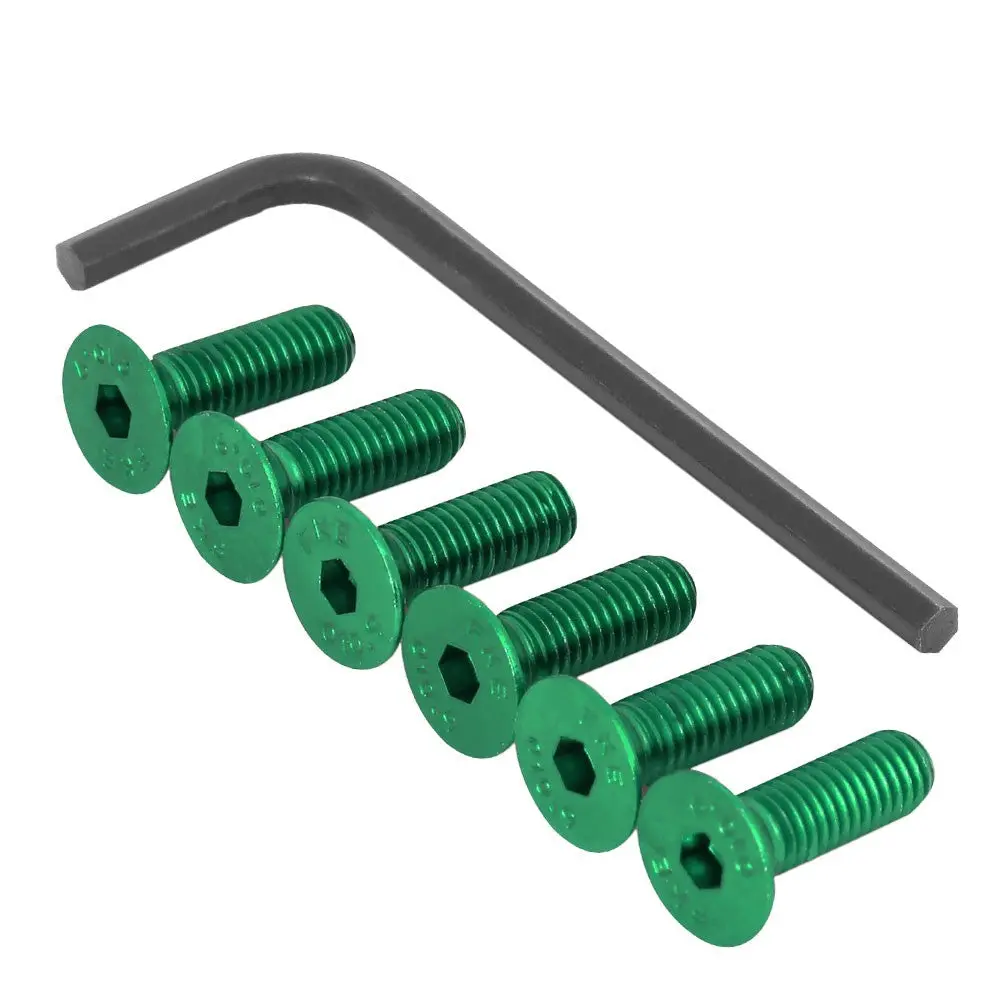Nrg 6Pc Sws-100Gn Anodized Green Flat Head/Conical Seat Steering Wheel Screw 1