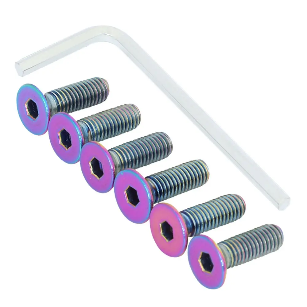 Nrg 6Pc Sws-100Mc Anodized Neochrome Flat Head/Conical Seat Steering Wheel Screw 1