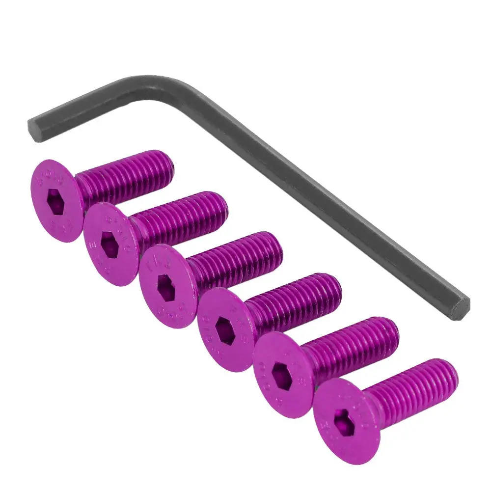 Nrg 6Pc Sws-100Pp Anodized Purple Flat Head/Conical Seat Steering Wheel Screw 1