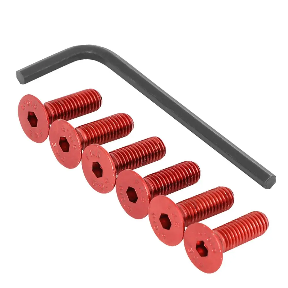 Nrg 6Pc Sws-100Rd Anodized Red Flat Head/Conical Seat Steering Wheel Screw 1