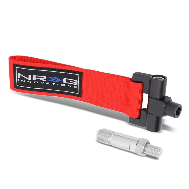Nrg Red Tow-131Rd Front/Rear Nylon Tow Strap Tow Hook Kit For 09-13 Honda Fit 1