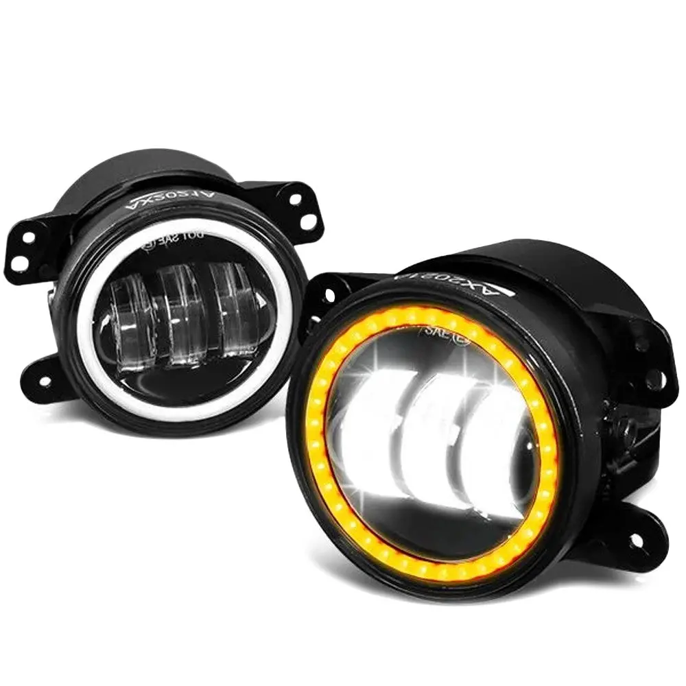Nuvsion Front Clear Lens Led Fog Light Halo Drl+Turn Signal For 07-18 Wrangler 1