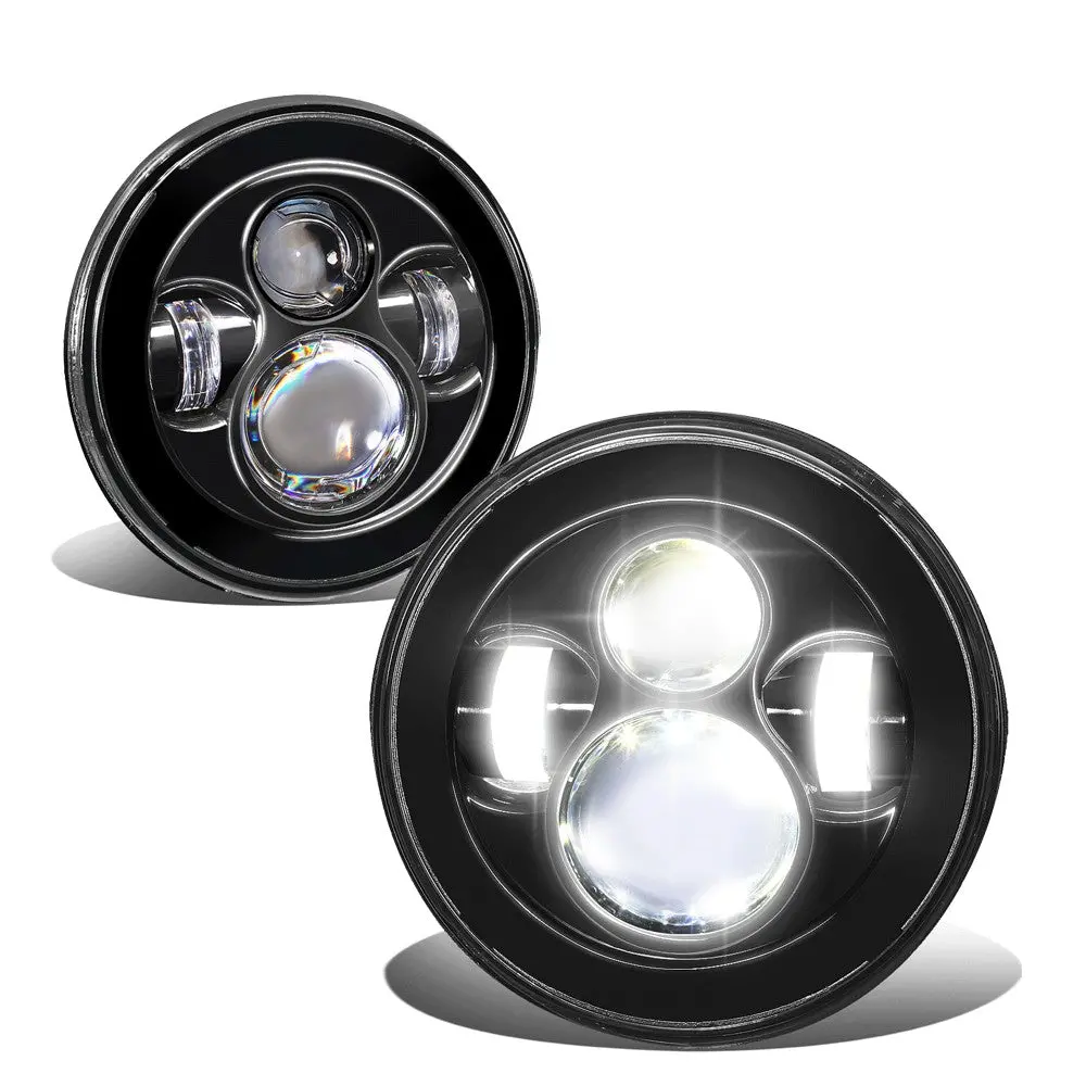 White Led Projector Black Housing Clear Lens Headlight For 07-17 Wrangler 1